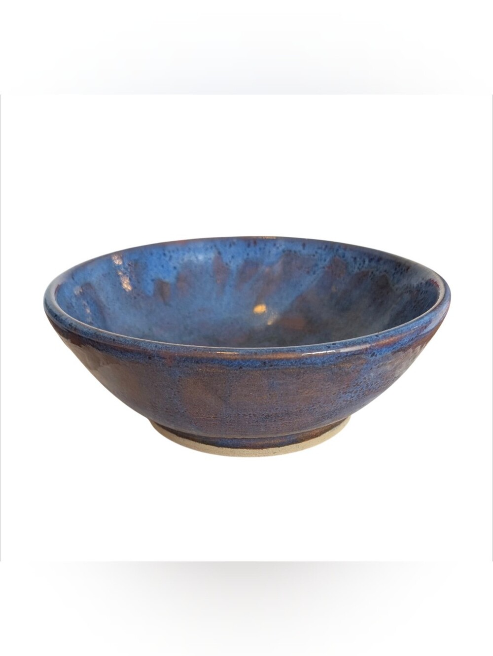 Studio Art Pottery Wheel Thrown Blue Glazed Serving Bowl